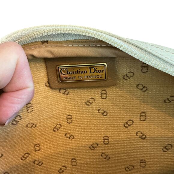 Vintage CHRISTIAN DIOR Saddle Bag Beige Canvas Leather Shoulder Crossbody Bag - Picture 15 of 15